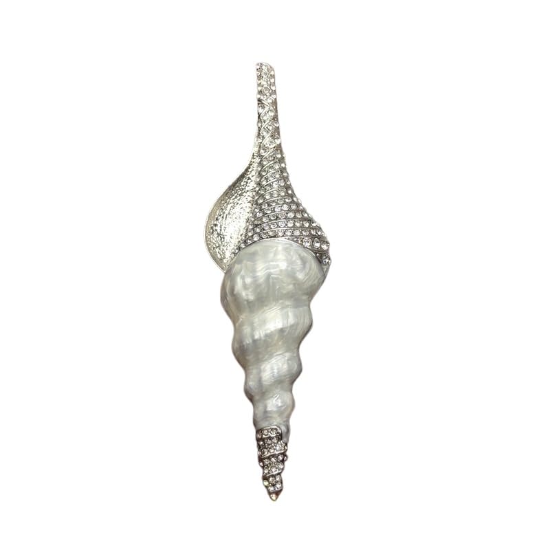 Spilla Vintage A Conchiglia In Smalto E Diamanti