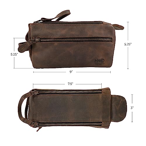 Image of Hide & Drink, Toiletry Bag w /Handles, Hygiene Organizer, Travel Dopp, Razor Case, Bathroom, Shaving, Cosmetic Storage, Travel & Grooming Essentials, Full Grain Leather, Handmade, Bourbon Brown