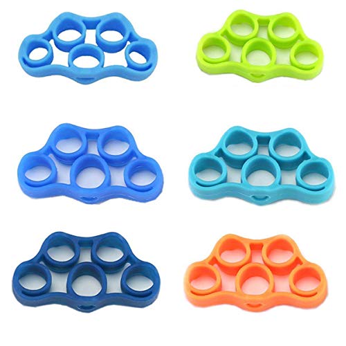 KINGSOO Hand Grip Strengthener Finger Stretcher Strength Trainer for Forearm Exercise/Guitar Finger Strengtheners/Rock Climbing Grips-6 Set (6 PCS Finger Stretchers)