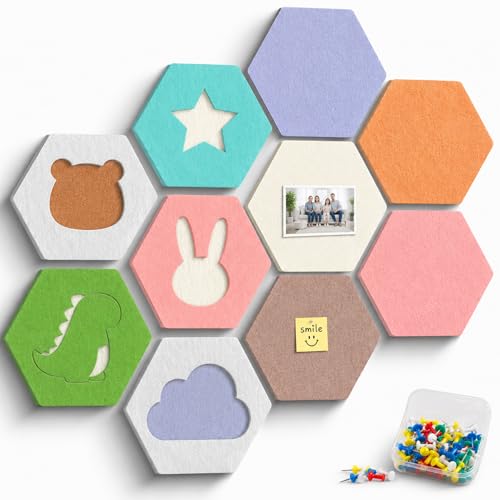 HBK Felt Bulletin Board Tiles, 10 Pack Cartoon Wall Decor