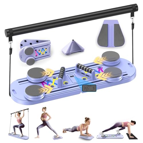 Pilates Board - Pilates Reformer Set with Timer, 7 in 1 Multi-Purpose Foldable Reformer Pilates Machine, Portable Pilates Equipment for Women, Home Workout, Fitness, Exercise, Abs, Core