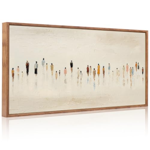 Image of CHDITB 3D Textured People Silhouette Wall Art,Cream Tone Crowd Figure Decor