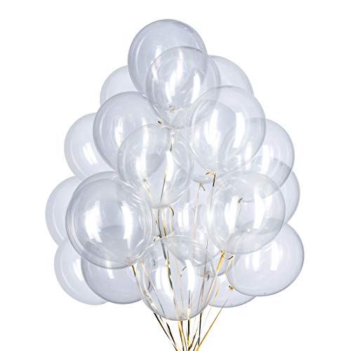 12 inch Clear Balloons Clear Latex Party Balloons Party Decorations Supplies, Pack of 60