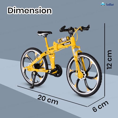 Image of FunBlast Vintage Mini Metal Bicycle - 1:8 Die-Cast Realistic Mount Bike Model, Retro Alloy Classical Cycle Toy for Desktop Ornament, Home Decor, Scene Model (Yellow)