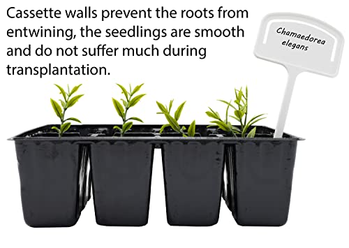 AERZETIX - C63574 - Set aus 4 Anzuchtplatten/Aussaatkisten x 12 samenbecher 17.5x13.5x5.5 cm - Gartenarbeit zum Pflanzen - keimung pikieren töpfe kultivierte Blume - schwarz - Kunststoff