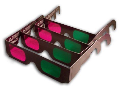 3D glasses for 3D movies. GENUINE Trioscopics official green/magenta glasses PLAIN solid color. 4 pair!