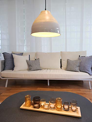 BOURGH Bambus Lampe FOLLONICA - Lampe hängend mit Lampenschirm Bambus, 28 cm Durchmesser, korbgeflecht - Hängeleuchte Hängelampe Kronleuchter Deckenleuchte Pendelleuchte Schlafzimmerlampe Laterne