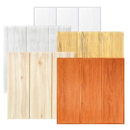Eawfgtuw 20 adhesivos 3D para pared de ladrillo de piedra, paneles de espuma XPE suave para decoración del hogar, cocina, dormitorio, sala de estar, 350 x 350 mm (roble blanco)