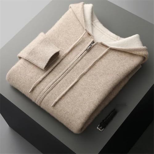 Men's Solid Color Winter Cashmere Knitted Cardigan Hooded Sweater Casual Long Sleeved Sweater2