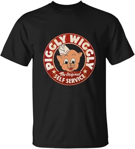 Piggly Wiggly Vintage Self-Service T-Shirt, Retro Grocery Store Tee, Classic Distressed Look, Funny Southern Shirt, Black Cotton Unisex Top