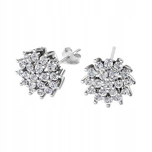 Boucles d'oreilles fleurs zirconium brillantes en argent sterling 925 pour femme chic