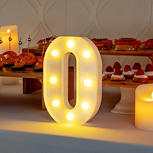Image of Restaurantware Illumify 5.8 x 1.2 x 8.7 Inch Light Up Letter 1 Durable Marquee LED Light - Letter O Touchproof White Plastic Party Light Keyhole Slot For Parties Weddings Or Special Events