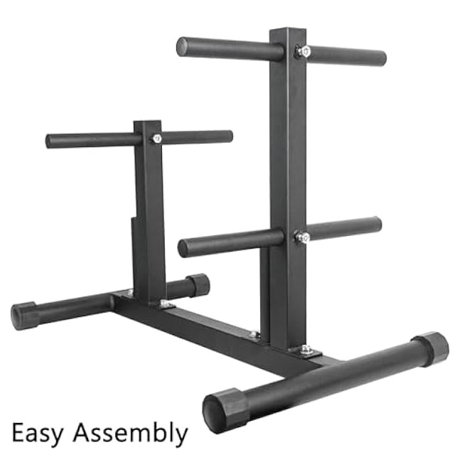 Luwint Compact 1 Inch Weight Plate Tree with 2 Standard Bar Holders for Home Gym