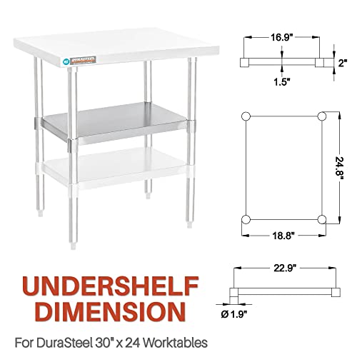 Image of DuraSteel Galvanized Under Shelf for Work Tables - Extra Adjustable Lower Shelf for 30 inch x 24 inch Stainless Steel and Wooden Worktables - Fits for use in Restaurant, Warehouse, Home, Kitchen, Garage