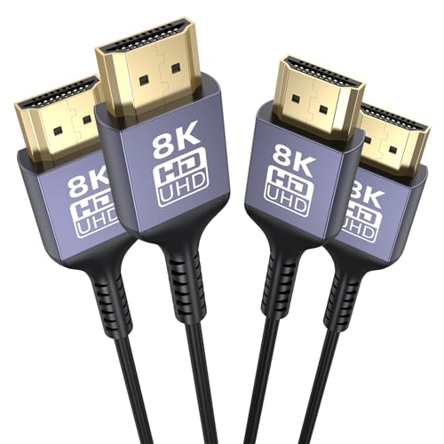 Image of Thin HDMI Cable 10FT 2-Pack 8K Slim HDMI Cable, 48Gbps High Speed Flexible HDMI Cord Support 8K@60Hz, 4K@60Hz, Dynamic HDR, 3D Compatible with Laptop, HDTV, Monitor, Projector, PS5 /PS4, Xbox