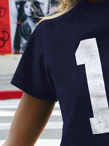 Image of SOLY HUX Girl's Number Graphic Tees Short Sleeve Y2k Tops Jersey Shirts