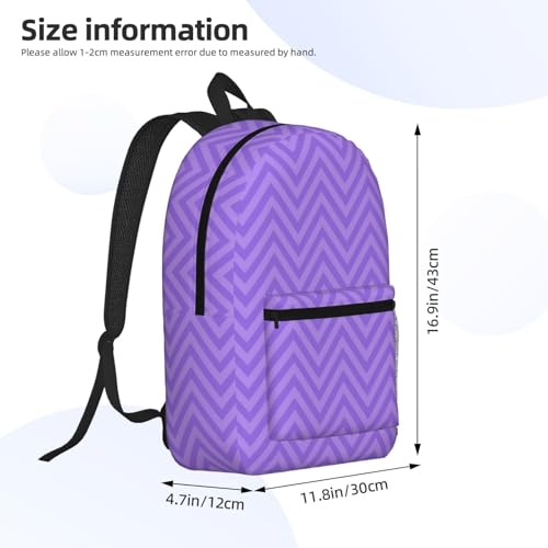 Purple Wavy Stripes Fashionable Daypack 17 Inches Zippers Backpack Double Shoulder Bag for Women Men2