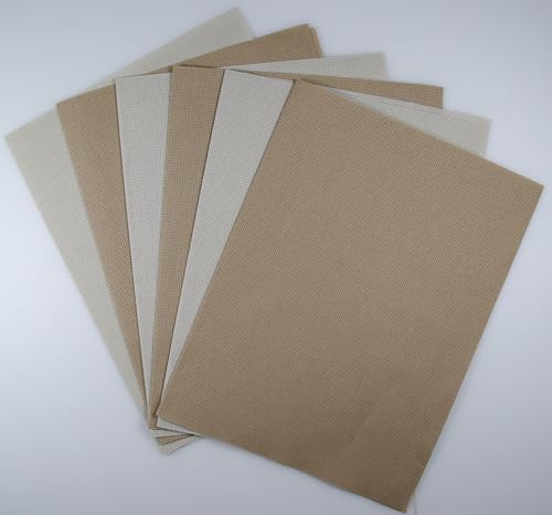 Image of KCS 4 /6 pc of 12 inch x 18 inch 30cmx45cm 16CT Counted Cotton Aida Cloth Cross Stitch Fabric (Pearl Grey+Khaki, 6 pc)