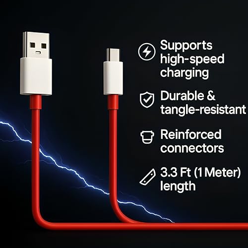 Image of Original 65W Fast Charging Adaptor and USB to Type C 150 cm Cable Compatible with Oneplus Samsung,Realme,Oppo Mobiles,Dash,Warp,Vooc,Supervooc All Protocols Supported 65 w Charger,White