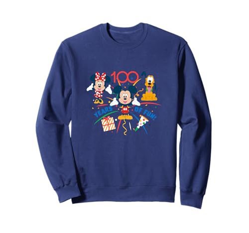 Sweatshirt Disney 100 Anniversary Mickey Minnie Pluto pull anniversaire gris