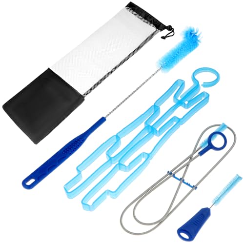 QWORK 4-Piece Hydration Bladder Cleaning Kit - Complete Backpack Reservoir Accessories Set with Brushes Collapsible Drying Frame & Carrying Pouch