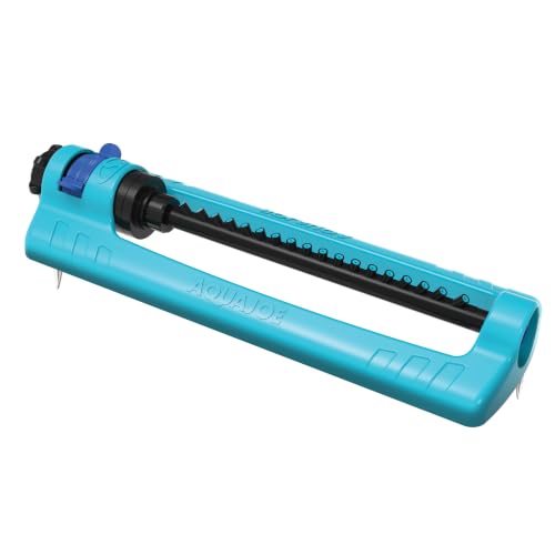 Image of Aqua Joe Oscillating Sprinkler with Adjustable Spray, 18 Clog-Resistant Nozzles, Standard Base w /Metal Ground Spike, 3700 Square Foot Coverage