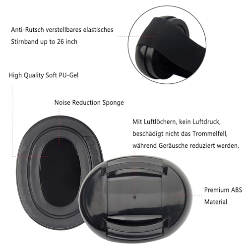 youyaya Gehörschutz für Erwachsene,Noise Cancelling Schalldichte Ohrenschützer,Verbessern Den Schlaf, Verstellbarer Elastischer Ohrenschützer,Gehörschutz schlafen,Lärmschutz kopfhörer (Schwarz)