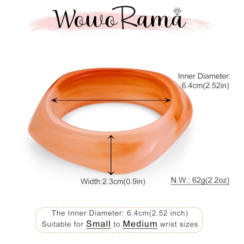 WOWORAMA Colorful Resin Acrylic Bangle Bracelets for Women Geometric Chunky Mottled Acetate Resin Bangles Wide Acrylic Plastic Bracelets Statement Jewelry