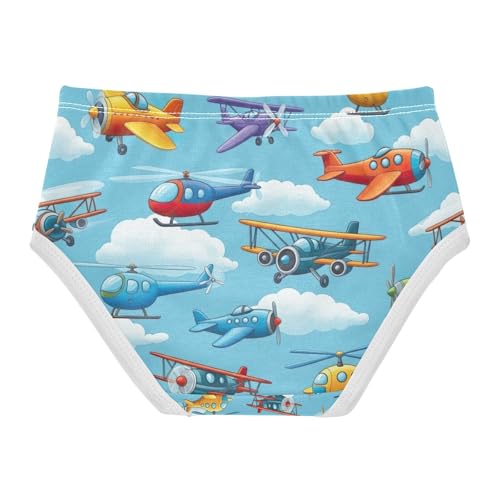 Underwear Girls, Colorful Cartoon Airplanes Toddler Panties, Cotton Underwear Girls, 2T–8 Years2