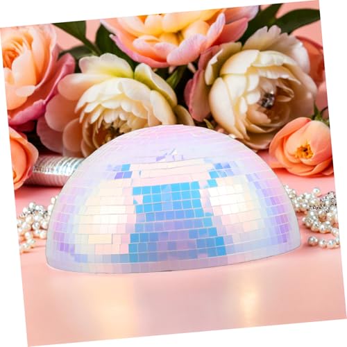 Bola espejada de medio globo INOOMP para decoración disco, 8 pulgadas, reflectante, de espuma y plástico, durabilidad excepcional, decoración versátil miniatura 5