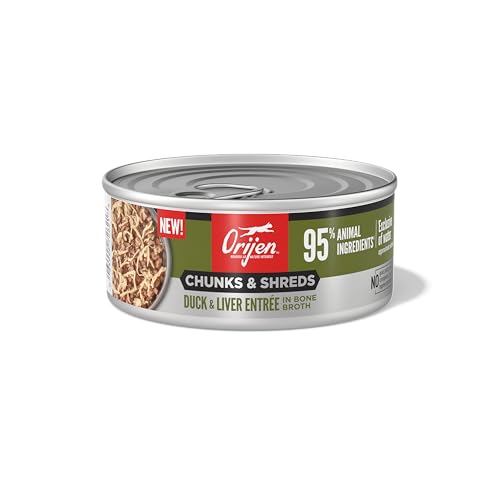 ORIJEN Chunks & Shreds Duck & Liver Entrée, 5.5oz, case of 6 cans