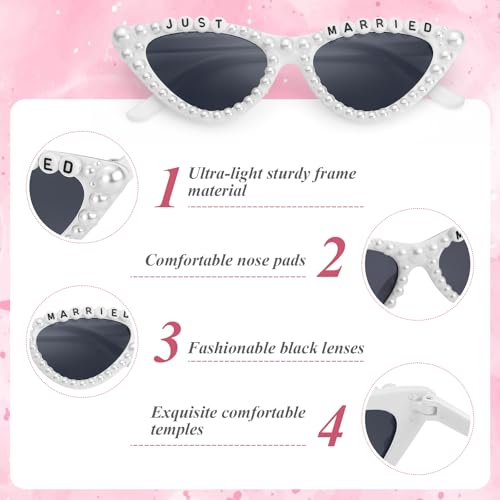 WantGor Cat Eye Sunglasses for Women, Bachelorette Party Bride to Be Gifts Bride Sun Glasses Bridal Engagement Decorations3