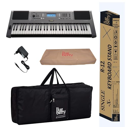 Image of Yamaha PSR-I300 61 Keys Digital Piano Keyboard with Indian Rhythms, Blueberry KB-50 Bag, R-12 Stand, Dust Cover and Adapter