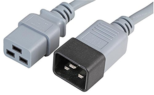 IEC C20 (M) - IEC C19 (F) GRIS 0,5 M, conjuntos de cables de alimentación de red, 1 unidad