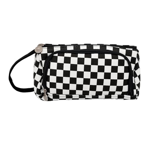 Image of Zollyss Polyester Big Capacity Pencil Case High Large Storage Pouch Marker Pen Case Simple Stationery Bag School College Office Organizer for Teens Girls & Boys (Black & White)