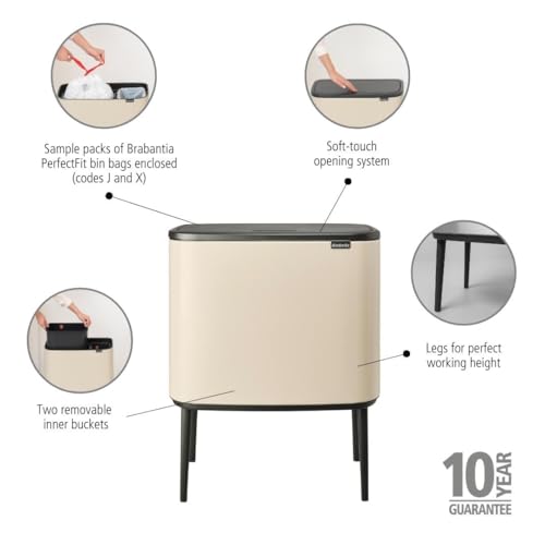 Image of Brabantia Bo Touch Bin, 34 Liters, Soft Beige, Plastic