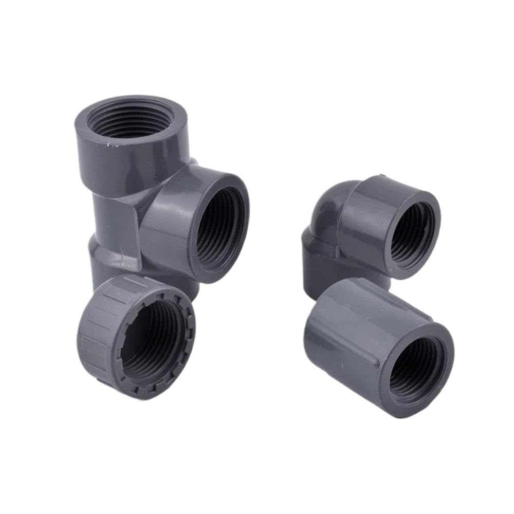 Connettore per tubo in PVC Connettore for tubo in PVC grigio, tappo terminale/raccordo a T da 1/2 pollice a 1 for irrigazione giardino, giunto filettato femmina in, 10 pezzi(Black,1inch)