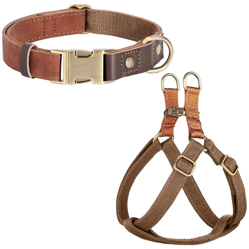Image of Didog Soft Nylon Padded Dog Collars and Step in Dog Harness for Small Dogs