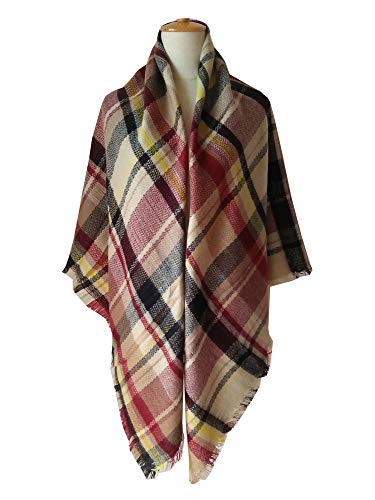 Women's Fall Winter Scarves Classic Tassel Plaid Scarf Warm Soft Chunky Large Blanket Wrap Shawl Scarves4