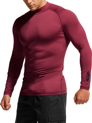 TSLA Men's UPF 50+ Long Sleeve Rash Guard, UV/SPF Quick Dry Swim Shirt, Water Surf Swimming Shirts