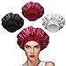 3 Pezzi Cuffia Seta per Ricci Bonnet Notte per Dormire, Cura dei Capelli e Della Pelle, Lavare il Viso, Maschera Facciale Idroterapia Sesso Femminile (Rosso Nero Grigio) immagine