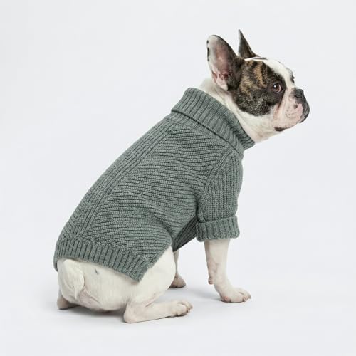 Image of Fitwarm Dog Turtleneck Sweater, Thermal Knitted Pet Coat, Dog Winter Clothes for Small Dogs, Cat Apparel, Heather Grey, Large