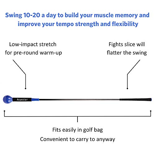 Asyxstar Golf Swing Trainer Aid - Power Flex Golf Swing Training aid for Strength and Tempo Golf Warm Up Stick