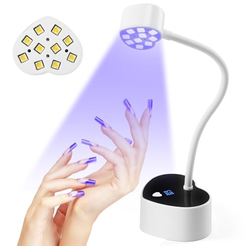 Onite Cordless UV Nail Lamp with Auto Sensor - 30W LED Fast Curing for Gel X Nails, Rechargeable Heart-Shaped Gooseneck Design, Timer & Portable Mini Manicure Tool (White)