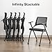 BoisKom Stackable Foldable Conference Room Chairs with Wheels, Folding Office Desk Chair with Cushion for Training Room, Guest Reception Chair (Black)