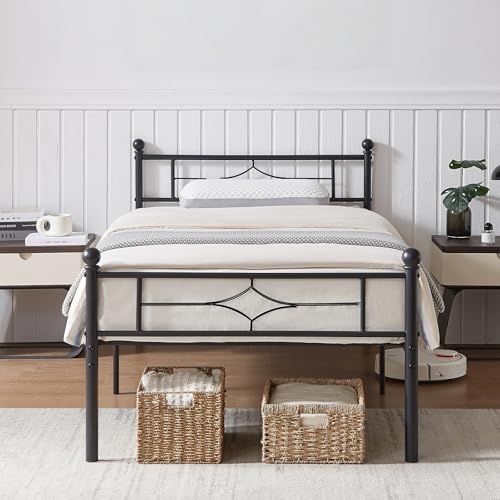 Image of Nelaukoko Twin Metal Bed Frame with Headboard and Footboard, Platform Bed Frame Twin Size with Storage Underneath, Strong Metal Slats Support, No Box Spring Needed, Easy Assembly