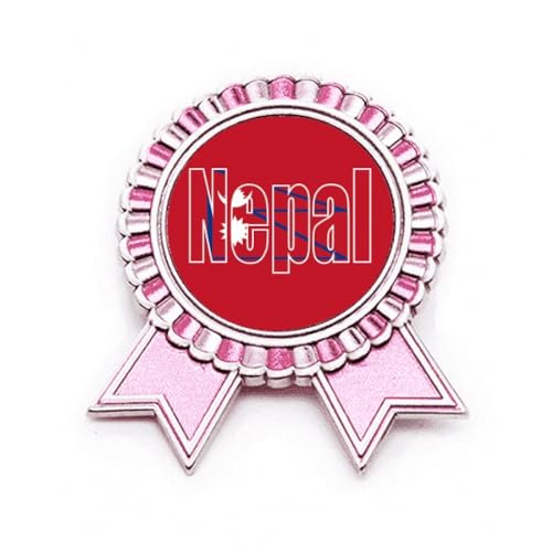 Broche drapeau du Népal style Art déco en métal rose M, cadeau idéal