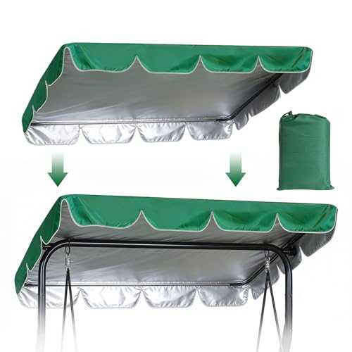 420D Oxford Hollywoodschaukel Dachbezug 210 x 145 cm, Universal Ersatzdach Hollywoodschaukel 3 Sitzer, Wasserdicht UV-Schutz Geeignet zum Ersetzen des Baldachins Einer Dach Hollywoodschaukel