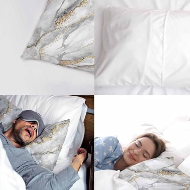 White Marble Pillow Case Abstract Artificial Stone Creative Fashion Marbling Gold Veins Soft & Breathable Pillow Cover with Envelope Closure Pillowcase Standard Size 20 X 26