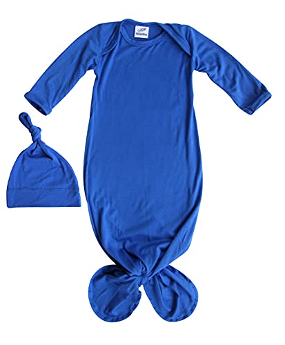 Image of Rocket Bug Plain Silky Knotted Baby Gown with Knotted Hat, Unisex, Boys, & Girls, newborn outift